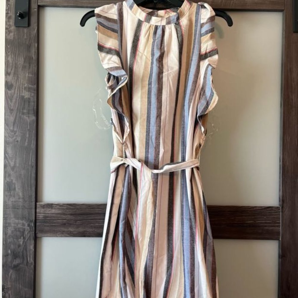 Multicolor Striped Linen Shift Dress NWT